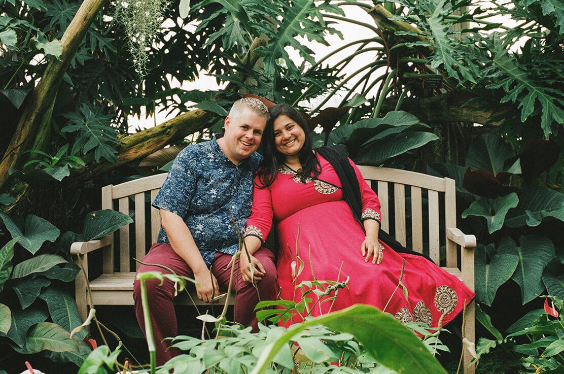 A photo of Shaila and Jeremy at the Garfield Park Conservatory